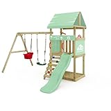 Wickey Spielturm DinkyHouse mit Schaukelanbau - pastellgrüne Rutsche &...
