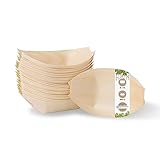 GREENBOX 100x Holzschale Schiffchen aus Kiefernholz I Bio Einweggeschirr...