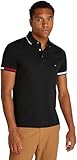 Tommy Hilfiger Herren Poloshirt Kurzarm Flag Cuff Slim Fit, Schwarz...