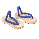 DIKACA Japanische Holzclogs Damen Pantoffeln mit Breitem Design Rutschfeste...