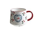 UKKD Tasse Keramische Kaffeetasse Für Home Office Paar Retro Nette Kirsche...