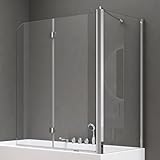 doporro Duschwand für Badewanne 70x120x140cm Badewannenaufsatz...