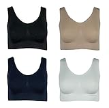 J-Line 4er Damen Komfort Bustier Schlaf BH ohne Bügel nahtlos Soft Bra...