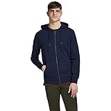 JACK & JONES Herren Basic Reißverschluss Baumwoll Hoodie - Marine Blazer -...