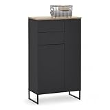Stella Trading Denver Badezimmer Kommode in Schwarz/Evoke Eiche Optik...