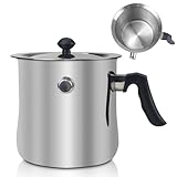 RANJIMA Milchtopf Doppelwandig, 1.5L Edelstahl Milchtopf mit Deckel...