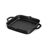 BURNHARD Gusseisen Grillpfanne, quadratisch 30 cm, Pre-Seasoned,...