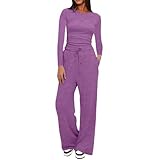 Generisch 2-teiliges Yoga Trainingsanzug für Damen Langarm Oberteil Slim...