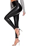 Olligey Lederleggings Damen Lederhose High Waist Lederimitat Hose...