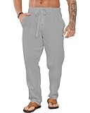 LVCBL Herrenhose Baumwolle Leinenhose Gummibund Strandhose Yogahose...