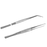 25 cm Gebogene Pinzette Stumpf - Edelstahl Profi Rutschfest Lang Gerade 2...