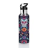 Day of the Dead Sugar Skull Isolierte Wasserflasche, 590 ml, Vakuumflasche...