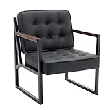 COLAMY Mid Century Modern ohrensessel, Bequeme Lounge Sessel, Brauner Leder...