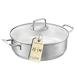 SILBERTHAL Schmorpfanne Unbeschichtet 28 cm hoher Rand - Servierpfanne mit...
