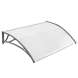 NAIZY 150 x 100cm Vordach für Haustür Pultbogenvordach Überdachung...