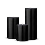 Set mit 3 schwarzen Stumpenkerzen, geruchlos, tropffrei, 7,5 x 3 cm, 7,9 x...