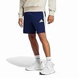 adidas Herren Essential Three Stripes French Terry Short, Dark Blue/White,...