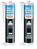 MEM Bad- & Sanitär-Silikon, Dauerhaft elastischer Silikon-Dichtstoff mit...