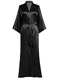 Prodesign Morgenmantel Damen Bademantel Satin Kimono Lang mit Gürtel...