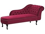 Beliani Retro Chaiselongue Samtstoff rechtsseitig Burgunderrot Nimes