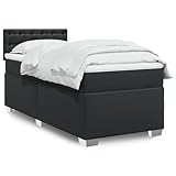 Juroupi Boxspringbett mit Matratze Schwarz 90x200 cm KunstLED Bett...