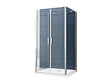 U Form Duschkabine Dusche Aron 90 x 75 x 195 cm / 8 mm/ohne Duschtasse