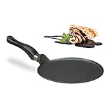 Relaxdays Crêpespfanne Aluguss 25 cm, antihaftbeschichtete Gusspfanne für...