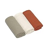 LÄSSIG Baby Puckdecke Spuckdecke Pucktuch Mulltuch 3er Set Baumwolle 60 x...