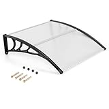 COSTWAY Vordach für Haustür 102 x 99 cm, Überdachung aus Aluminium und...