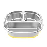 Kinderteller Aus Edelstahl – 20 Cm Geteilter Saugnapf Für Kleinkinder,...