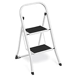 SONGMICS Trittleiter, Leiter mit 2 Stufen, Klapptritt, Klappsicherung,...