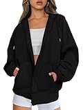 Timuspo Zip Jacke Damen Oversized Langarm Fleece Strickjacke mit...