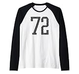 Nummer 72 Sports Team 72. Trikot Varsity Geburtstag Fußball Raglan