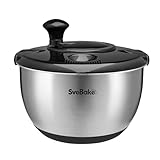 SveBake Salatschleuder Edelstahl 18/10 mit Kurbelantrieb und 4,5 Liter...