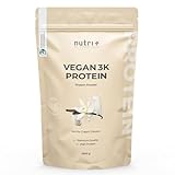 Nutri + Vegan Protein Pulver Vanille 1 kg 81% Eiweiß - 3k Proteinpulver...