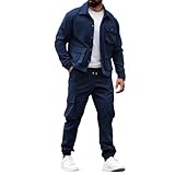 Herren-Cargohose, modische Multi-Taschen-Arbeitsjacke und -Hose, Set,...
