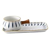 DECOMELODY Keramik Milchtopf mit Anti verbrennungsgriff Handbemalt...