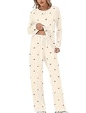 Rapbin Schlafanzug Damen Pyjama Set Langarm Schlafen und Loungewear Damen...