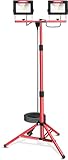HYCHIKA LED Baustrahler Arbeitsstrahler mit Stativ 2x60W, LED Strahler...