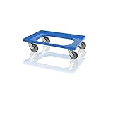 Transportroller blau mit Gummirädern für 60x40 Eurobehälter * für...
