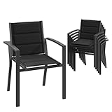JUMMICO Garten Stapelstühle mit Armlehnen, Aluminium Outdoor Garten...