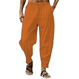 Herren Hip Hop Baumwolle Leinen Kordelzug Taschen Hose - Gestreifte Loose...