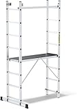DRABEST - Leitergerüst - 3in1 Mehrzweckleiter - Trittleiter,...
