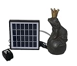 Wasserspeier Froschkönig auf Kugel mit Solarpumpe 19cm für Miniteich als...