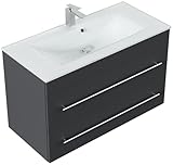 Magnolia Home Badmöbel Vitro 1000 mit Glaswaschbecken SoftClose Farbe...