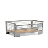 HEMMDAL Industrie-Gitterbox mit halb abklappbarer Längswand | 1.500 kg...