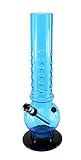 Budawi® Acrylbong Noppen Höhe 26 cm mit Schraub Kopf und Chillum (Blau)