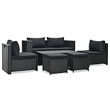vidaXL Gartenmöbel 6-TLG. mit Auflagen Lounge Sofa Sitzgruppe Gartensofa...