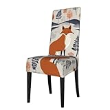 LPLSNWS Elastische Stuhlhussen mit skandinavischem Fuchs-Motiv, abnehmbare...