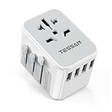 TESSAN Reiseadapter Weltweit, Universal Steckdosenadapter mit 4USB und 1AC...